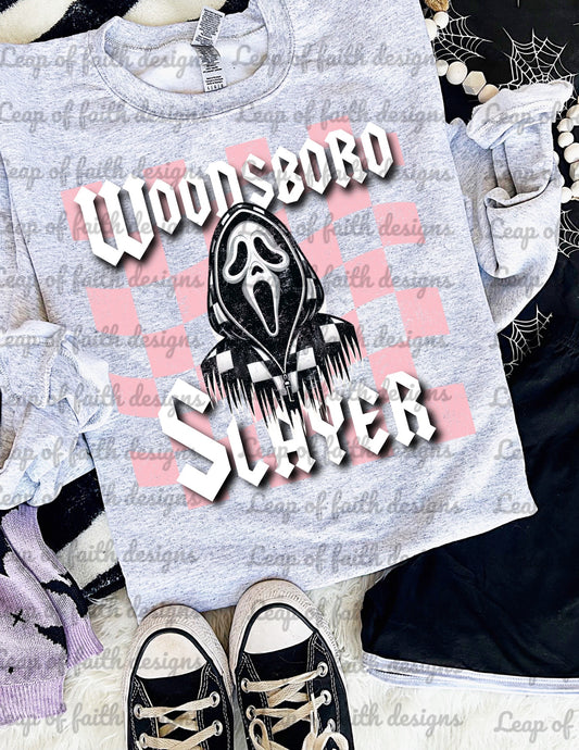 Woodsboro slayer white font