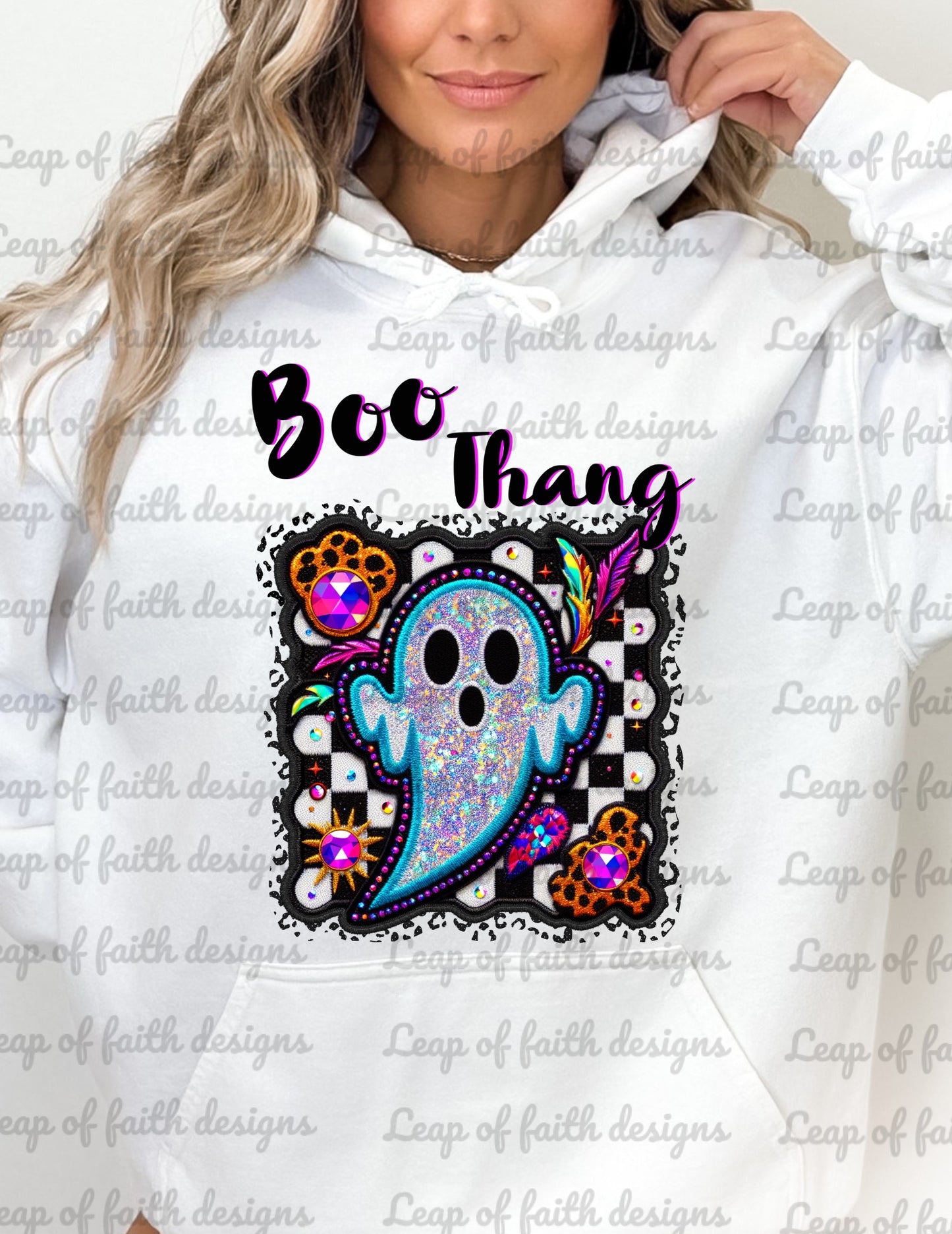 Boo thang faux embroidery