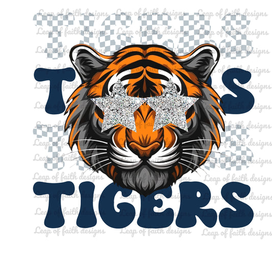 Tiger mascot silver navy