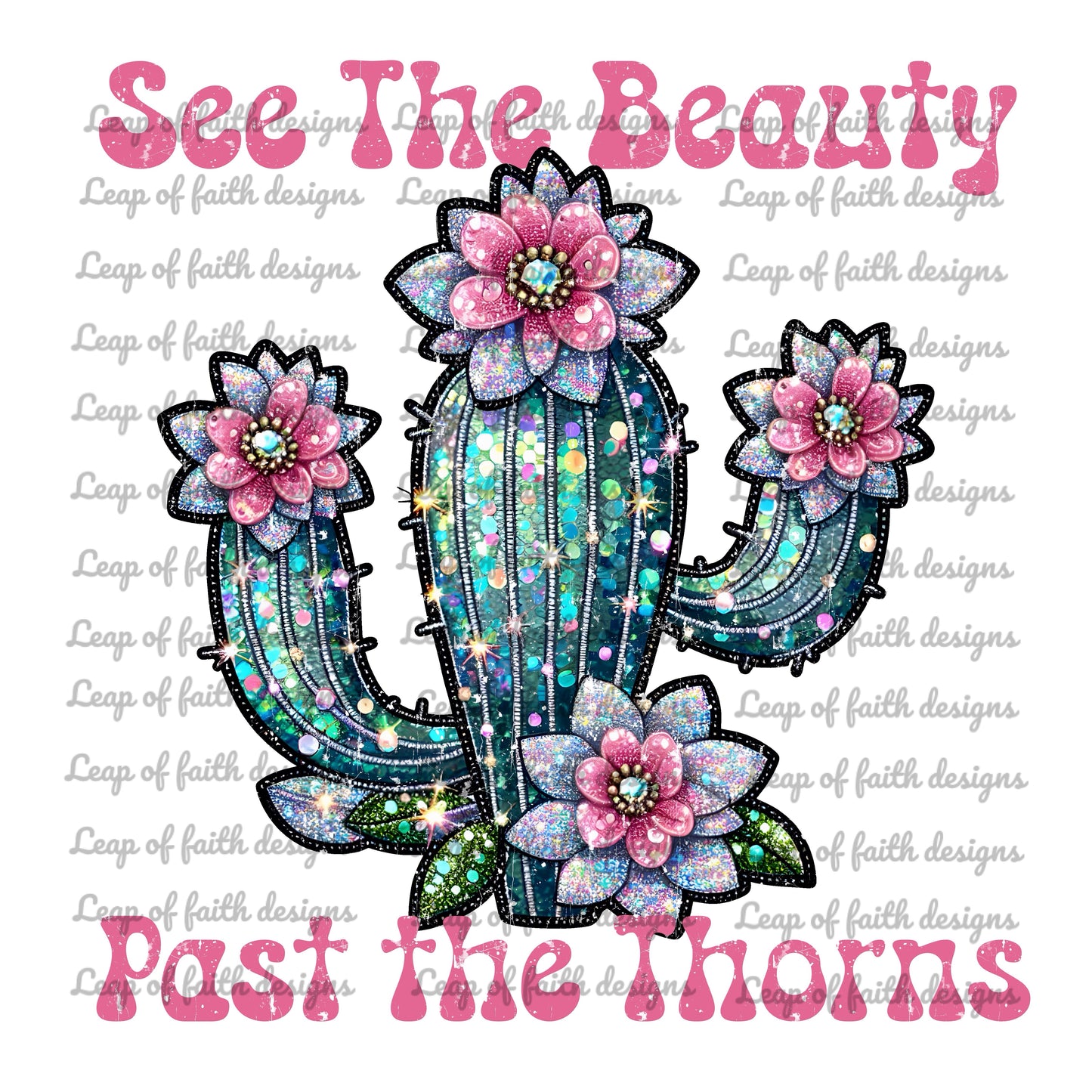 See the beauty past the thorns faux embroidery gems