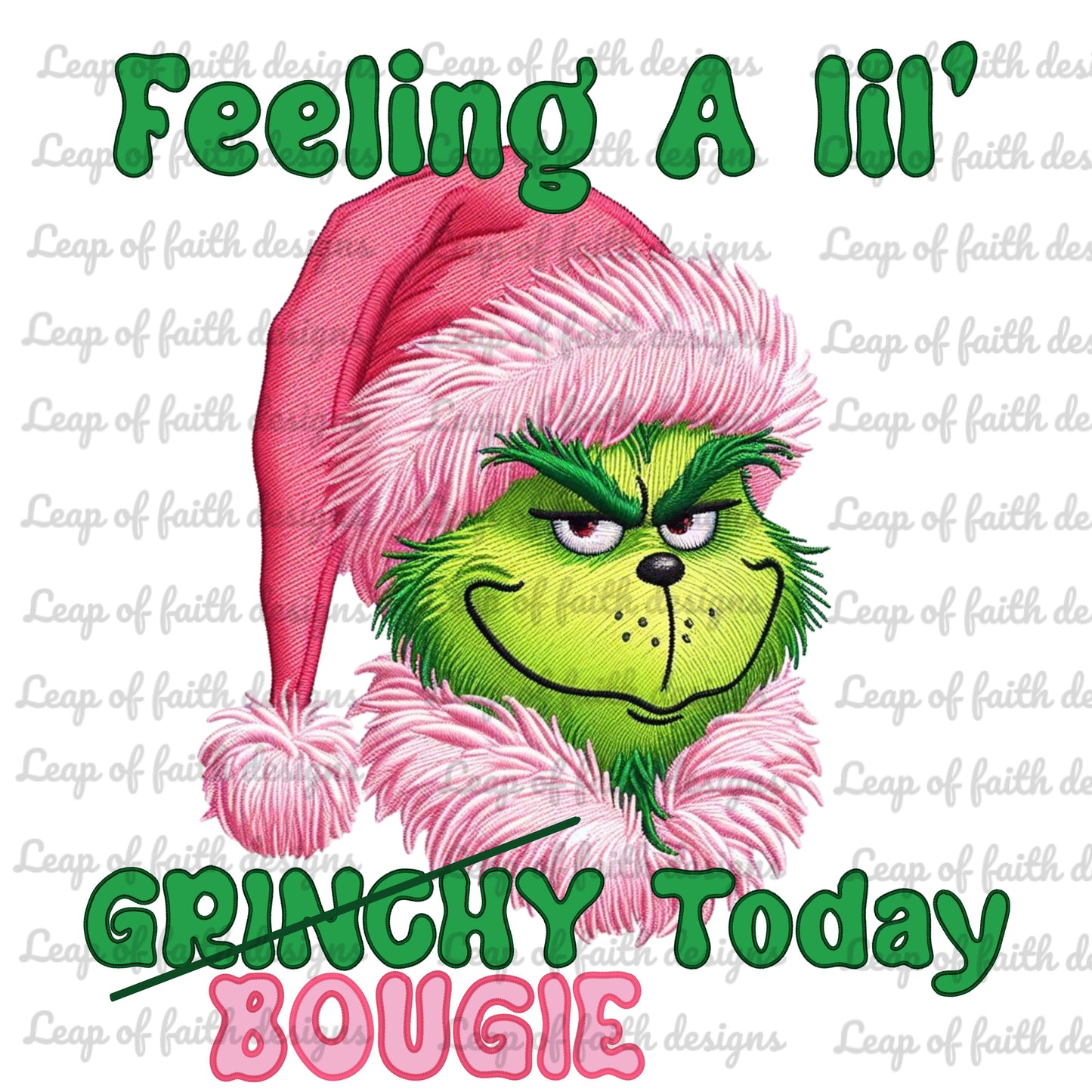 Feelin a lil Grinchy bougie today faux embroidered