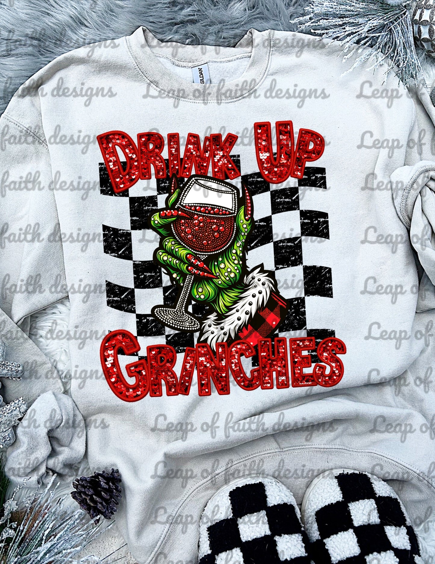 Drink up grinches sequin