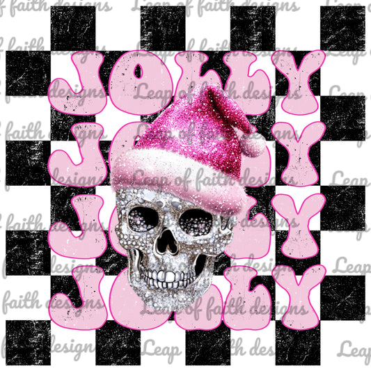 Jolly jolly pink skull checkered