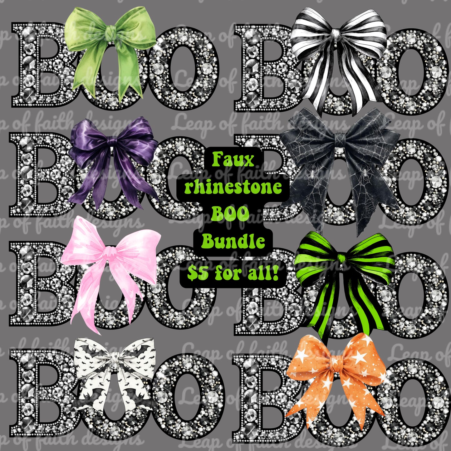 Faux rhinestone boo bundle