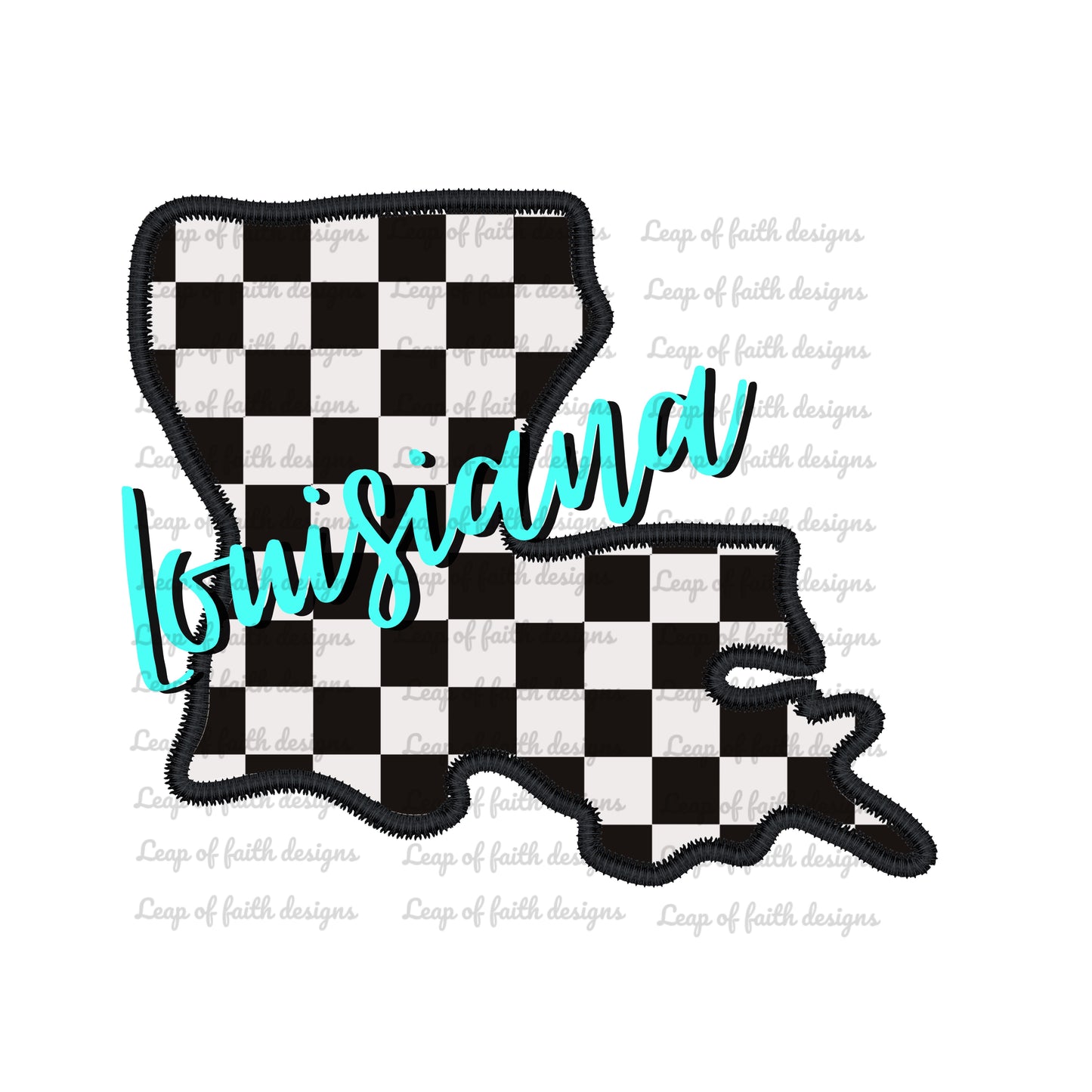 Checkered faux embroidery Louisiana