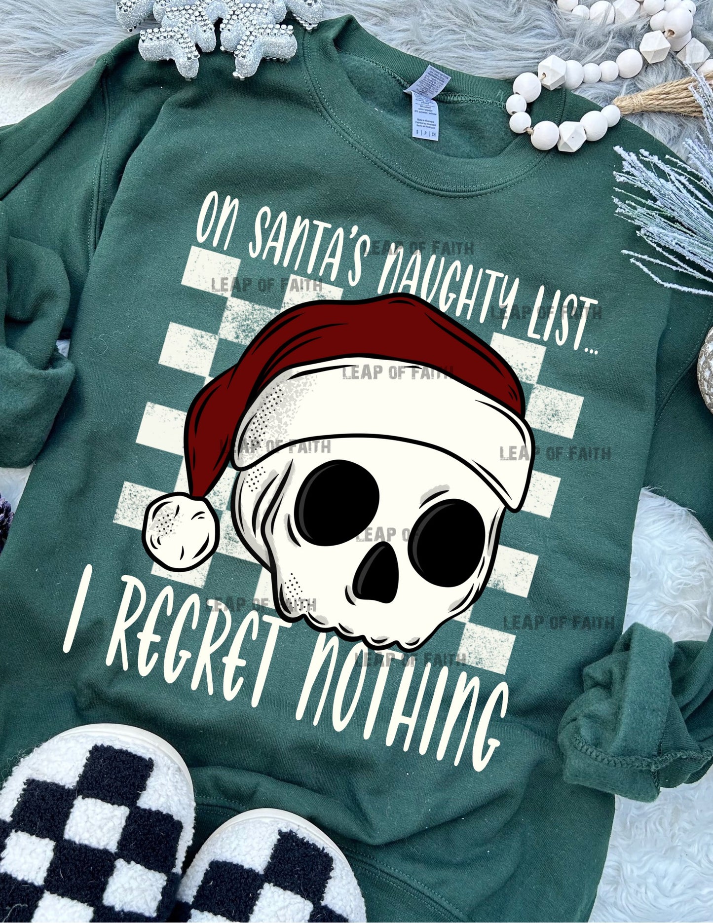 On santas naughty list I regret nothing white