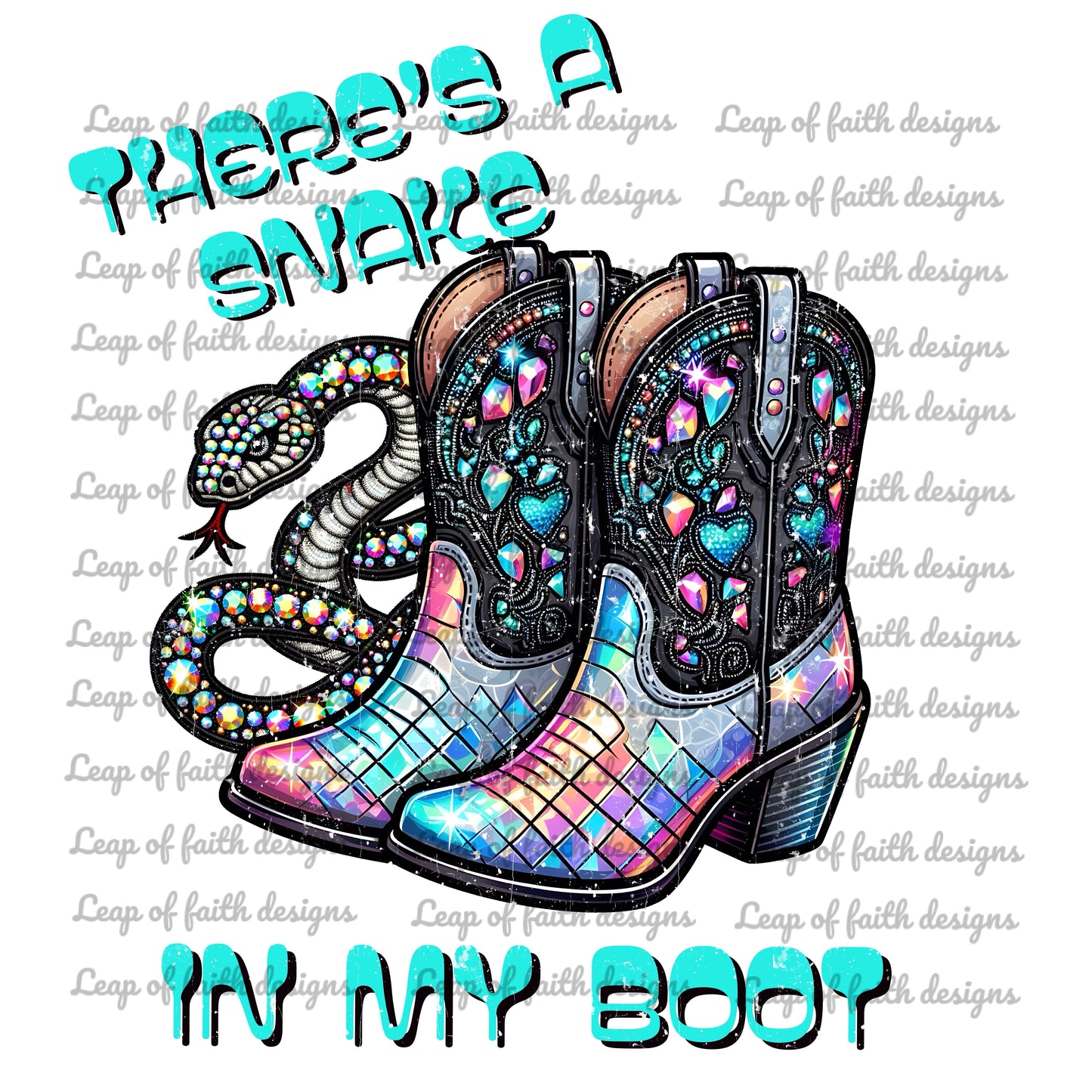 There’s a snake in my boot faux embroidery gems