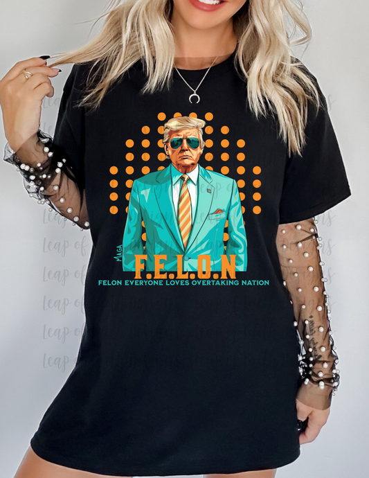 F.E.L.O.N trump turquoise suit