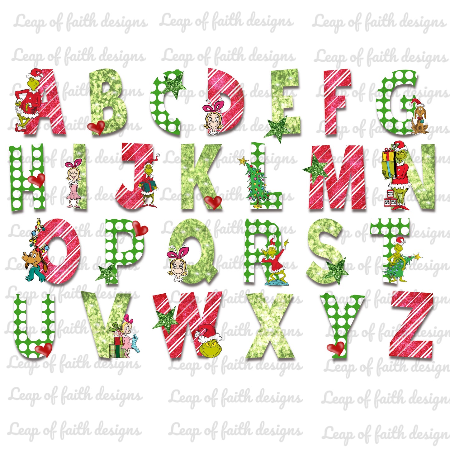 Green guy alphabet