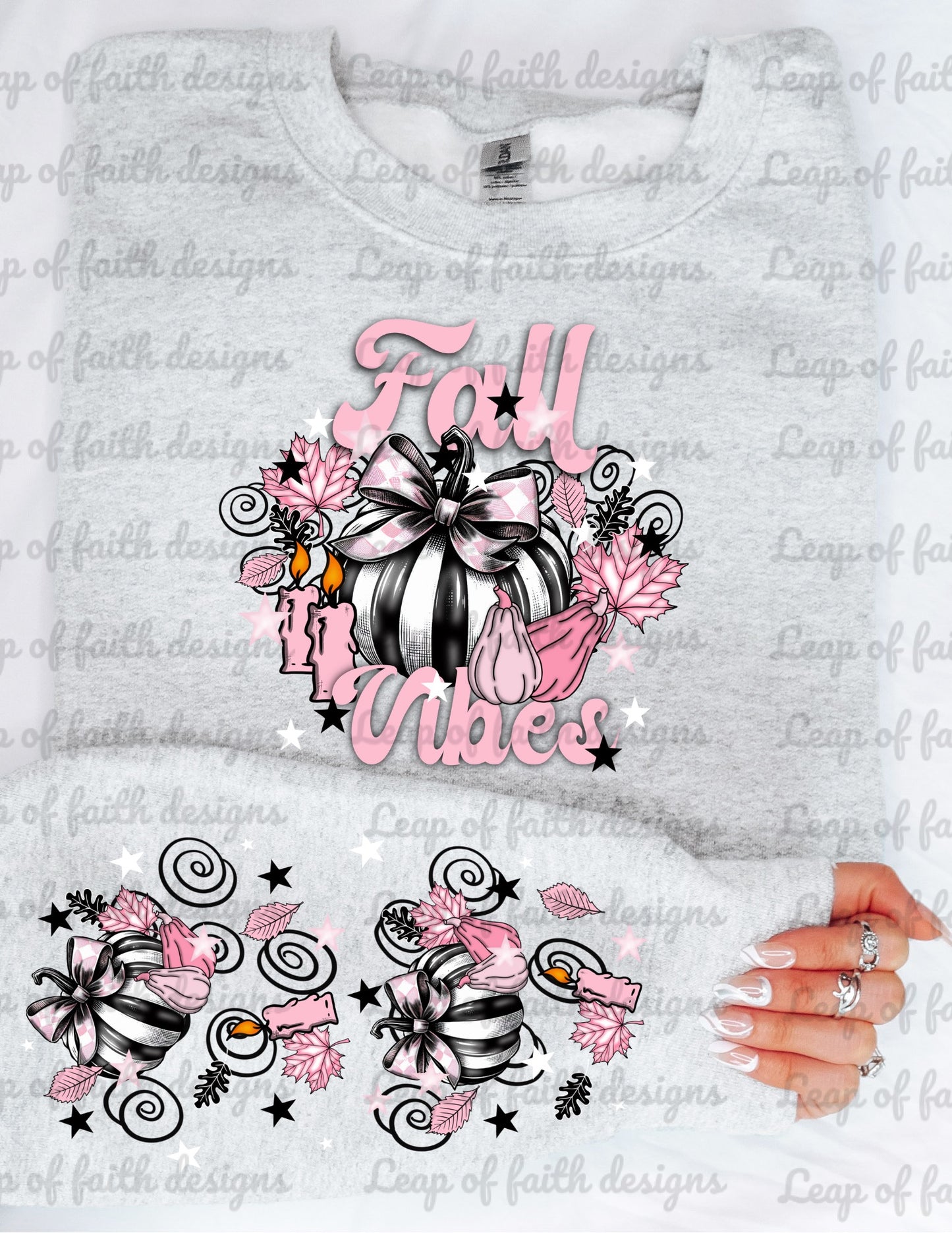 Fall vibes pink with sleeve design