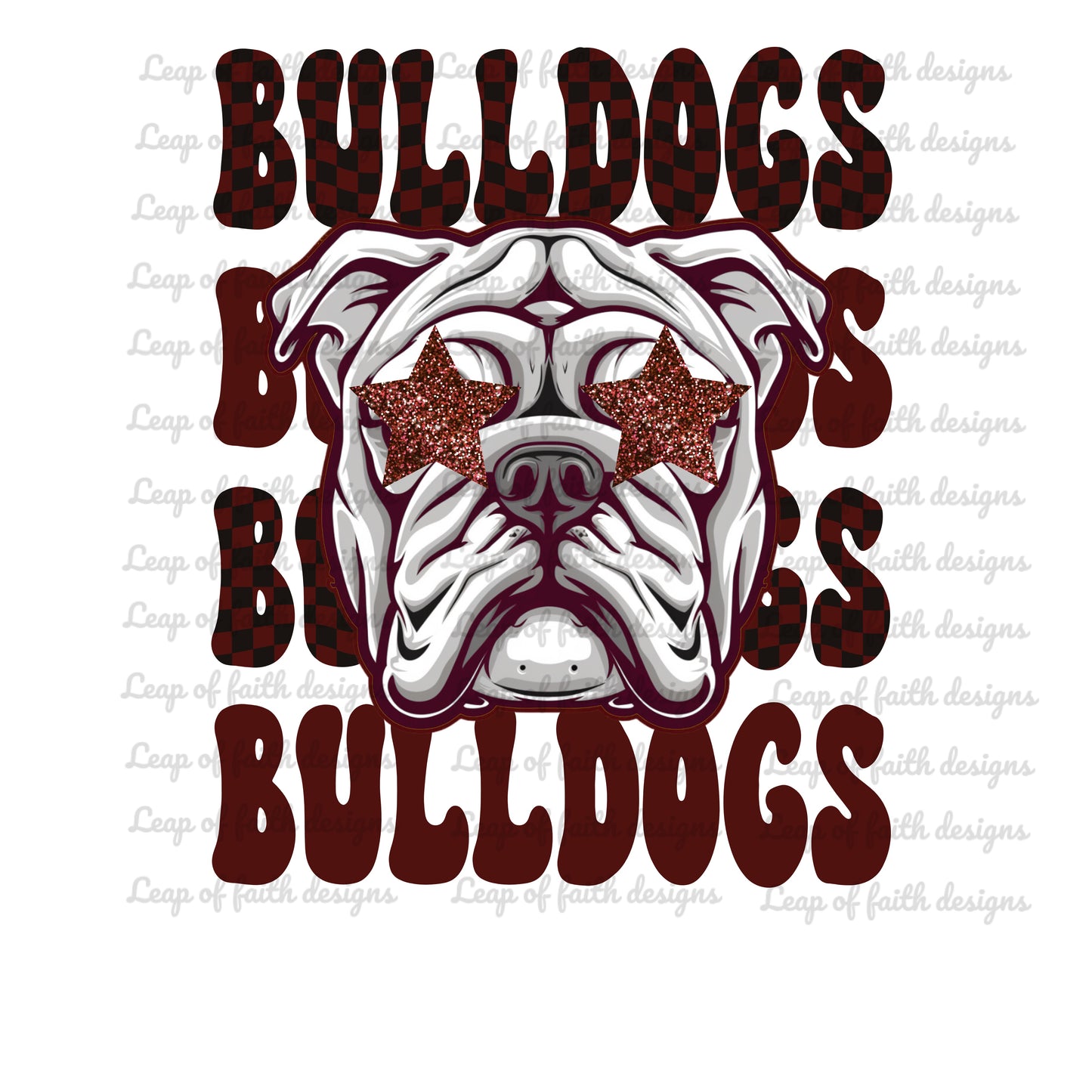 Bulldog mascot maroon black