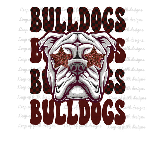 Bulldog mascot maroon black