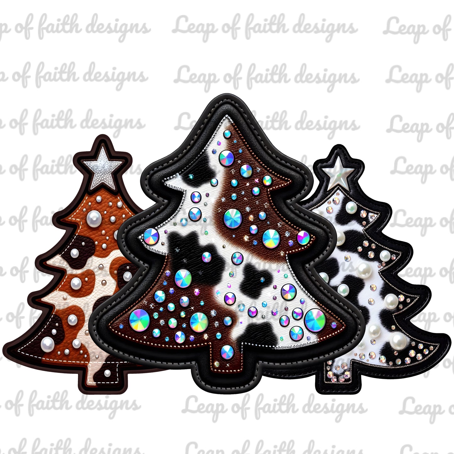 Cow print trees faux leather patch