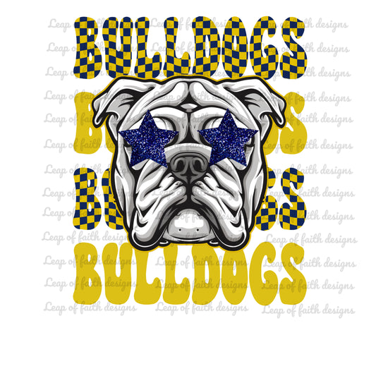 Bulldog mascot yellow