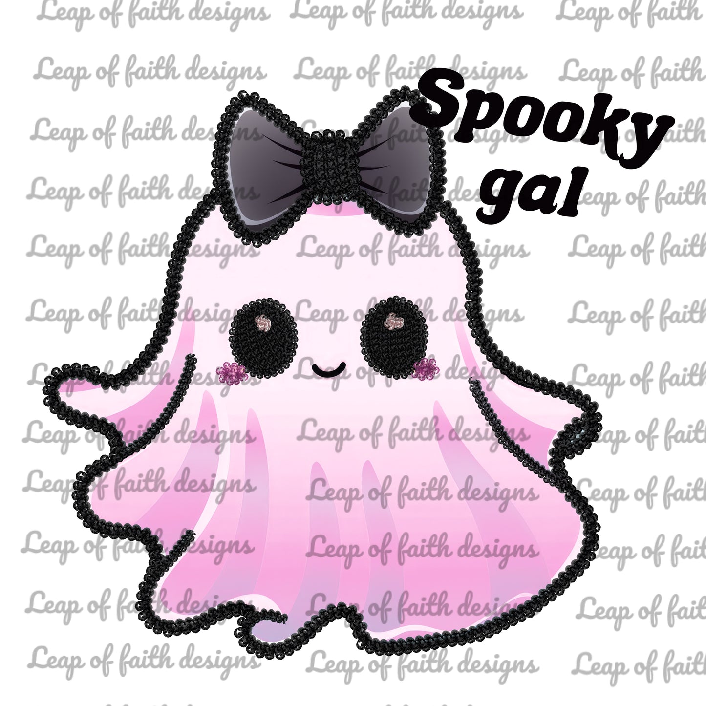 spooky gal faux embroidery