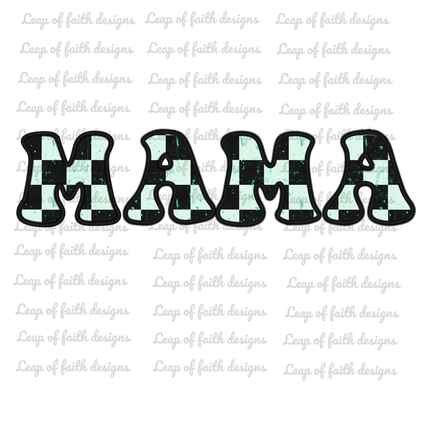 Checkered faux embroidered mama (3 design bundle)