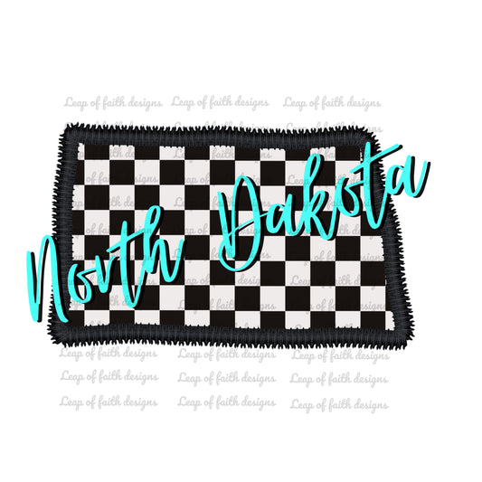 Checkered faux embroidery North Dakota