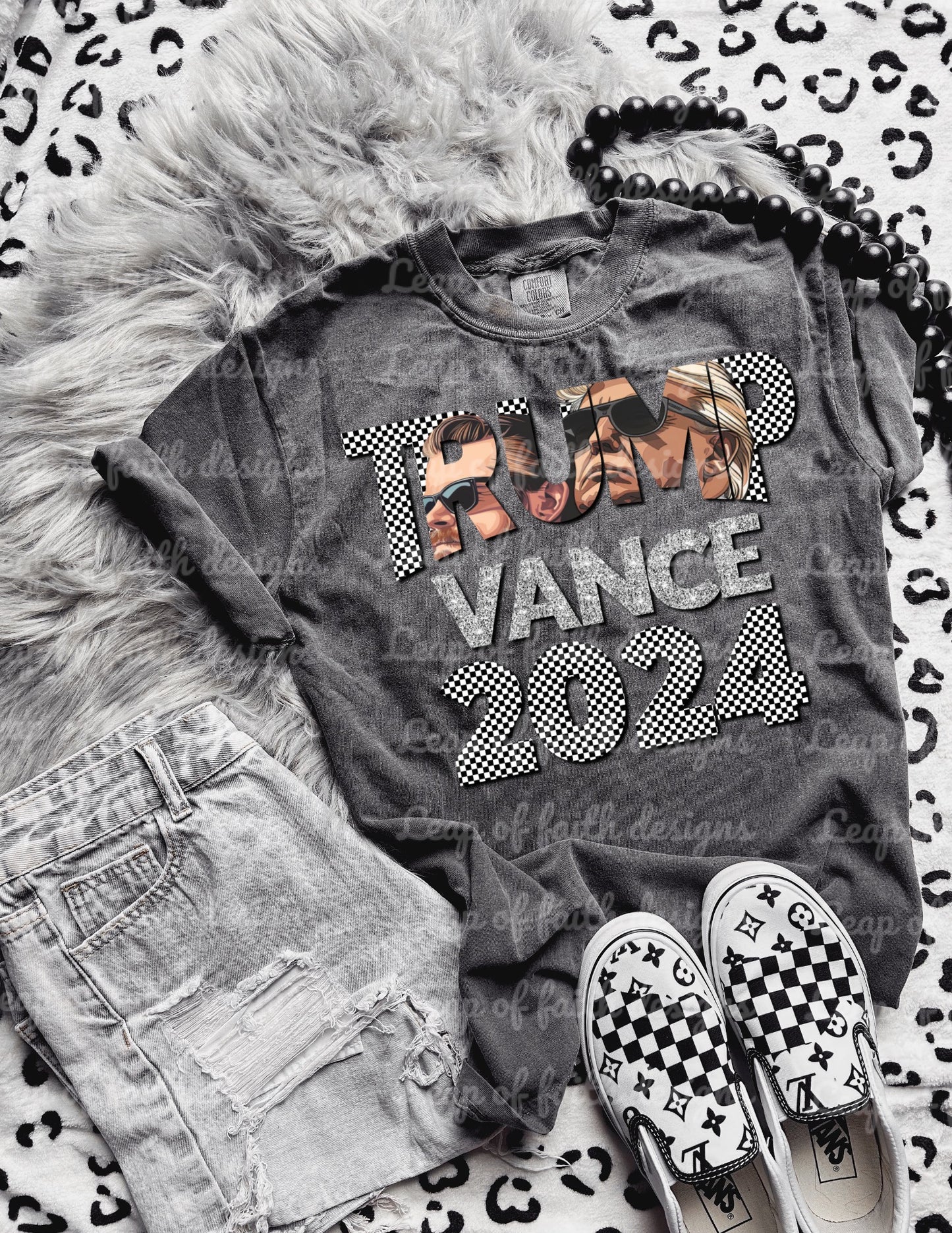 Trump Vance 2024 checkered glitter