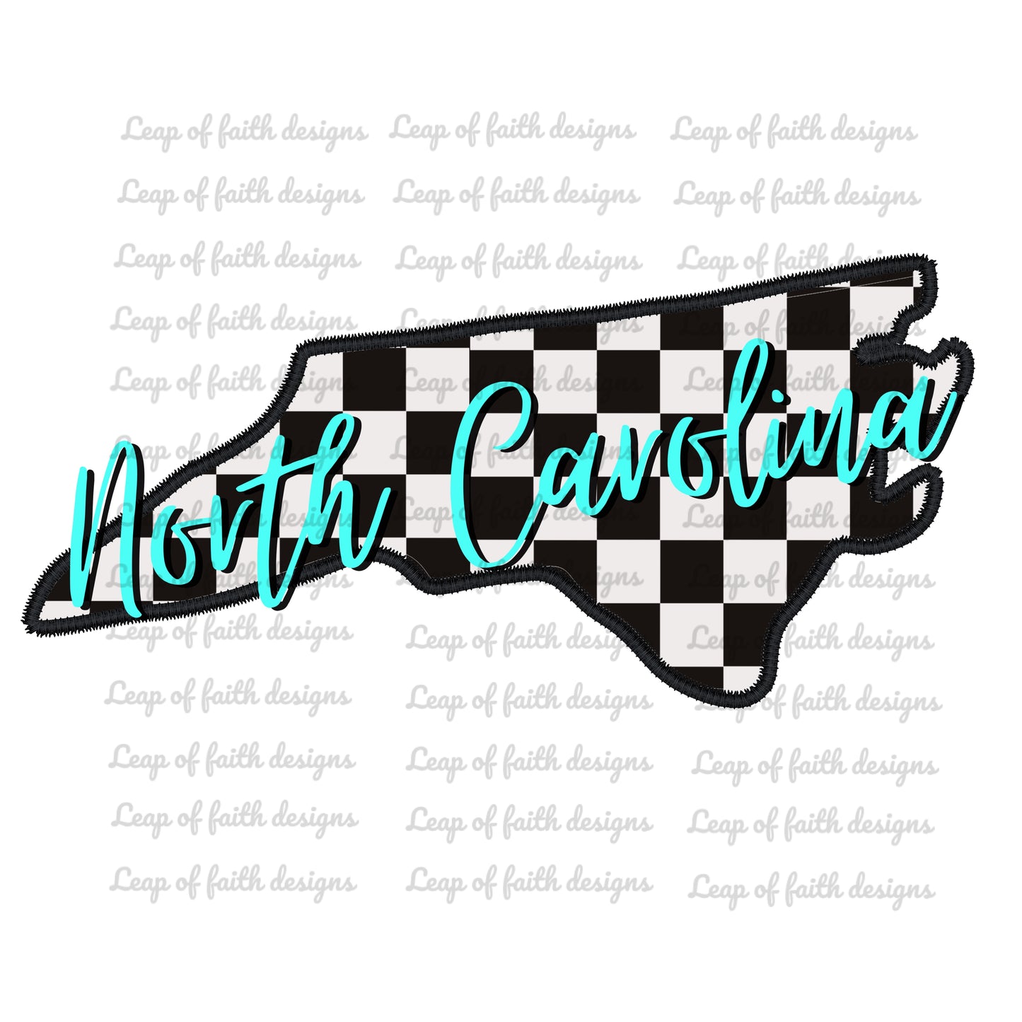 Checkered North Carolina faux embroidered