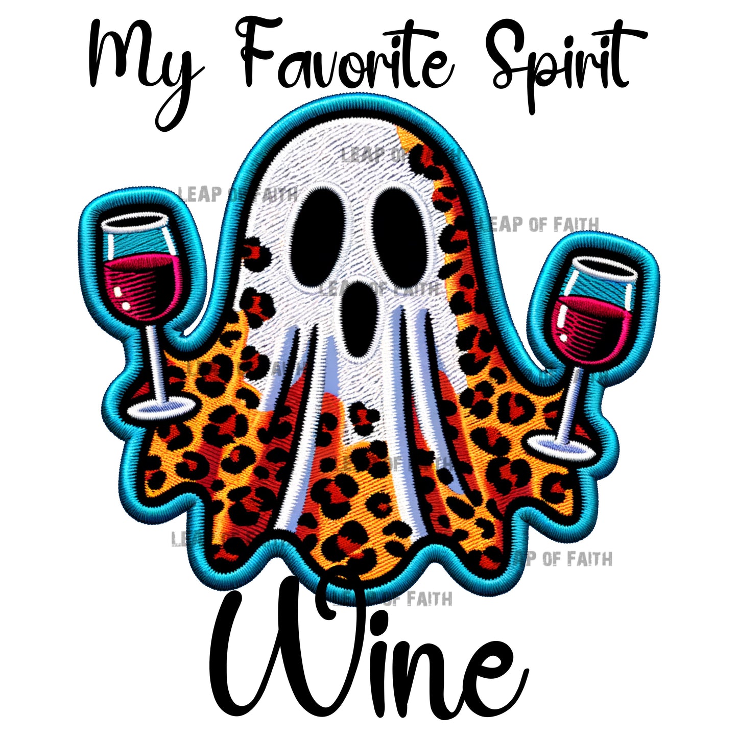 My favorite spirit wine faux embroidered