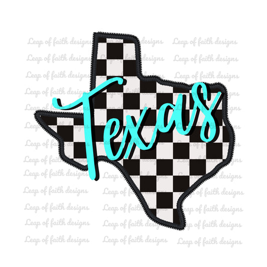 Checkered Texas faux embroidered