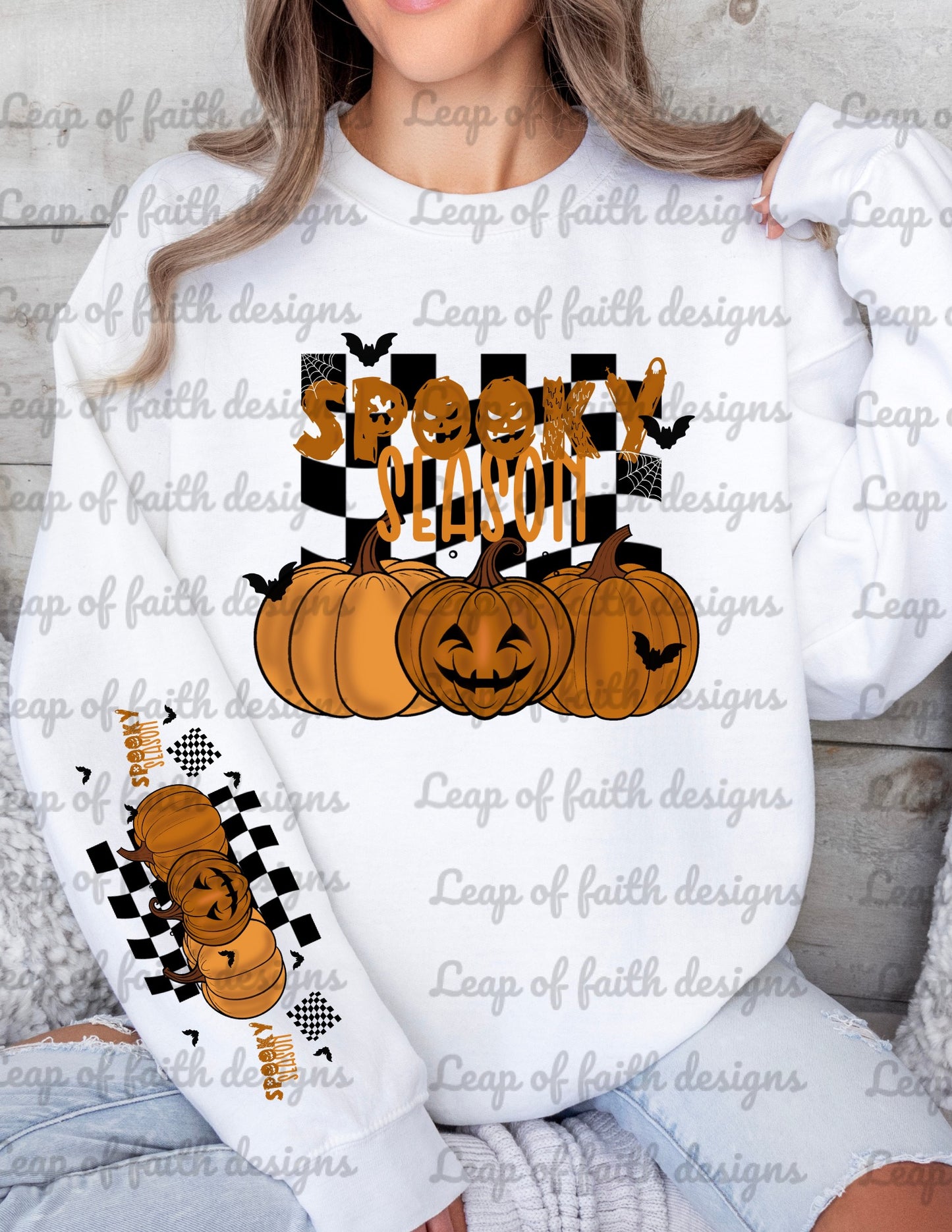 Spooky season checkered design with sleeve