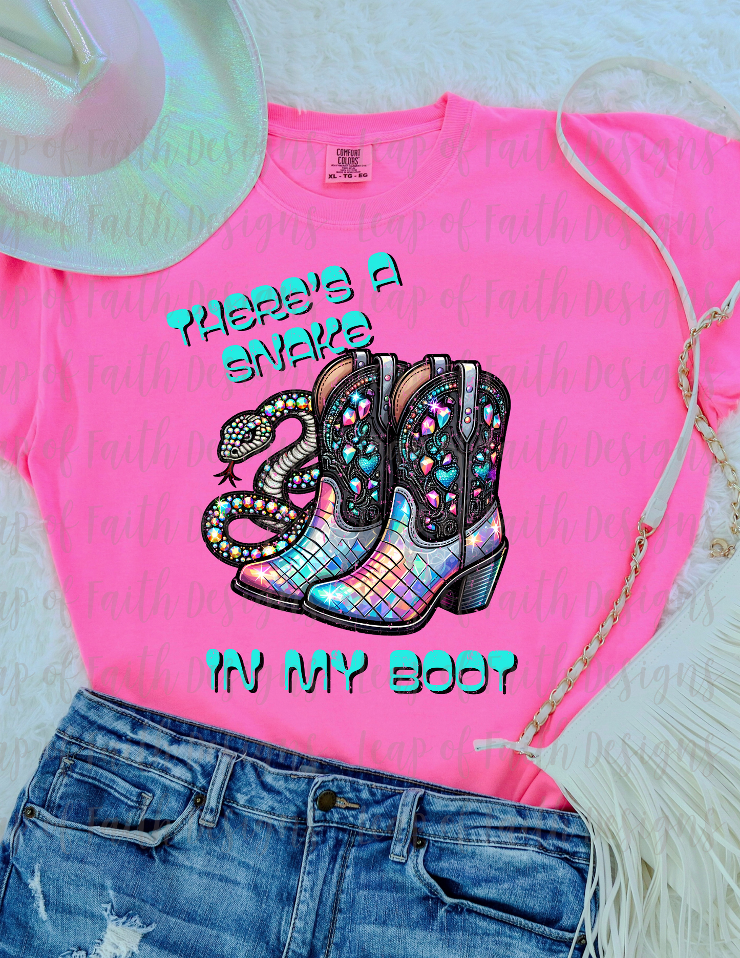 There’s a snake in my boot faux embroidery gems