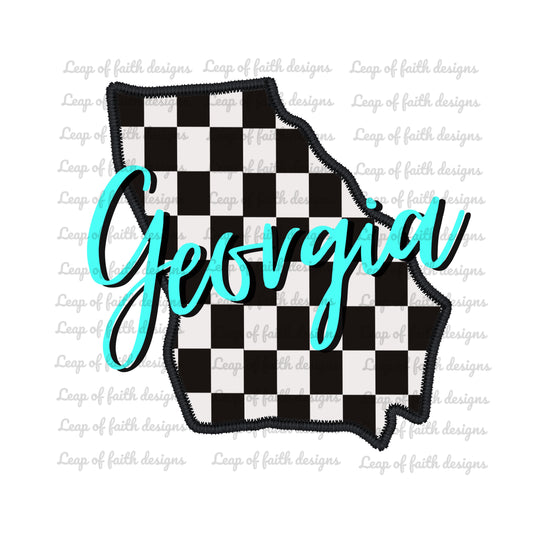 Checkered Georgia faux embroidered