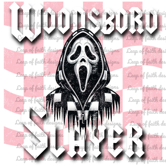 Woodsboro slayer white font