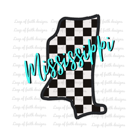 Checkered Mississippi faux embroidered