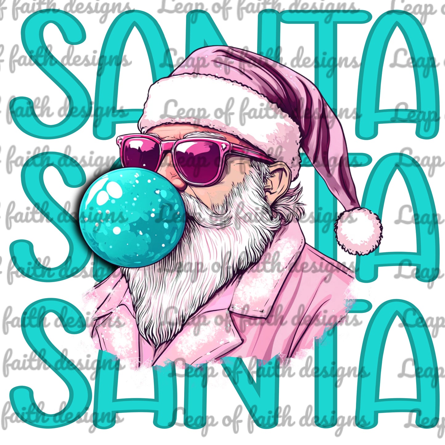 Santa Santa turquoise bubble gum