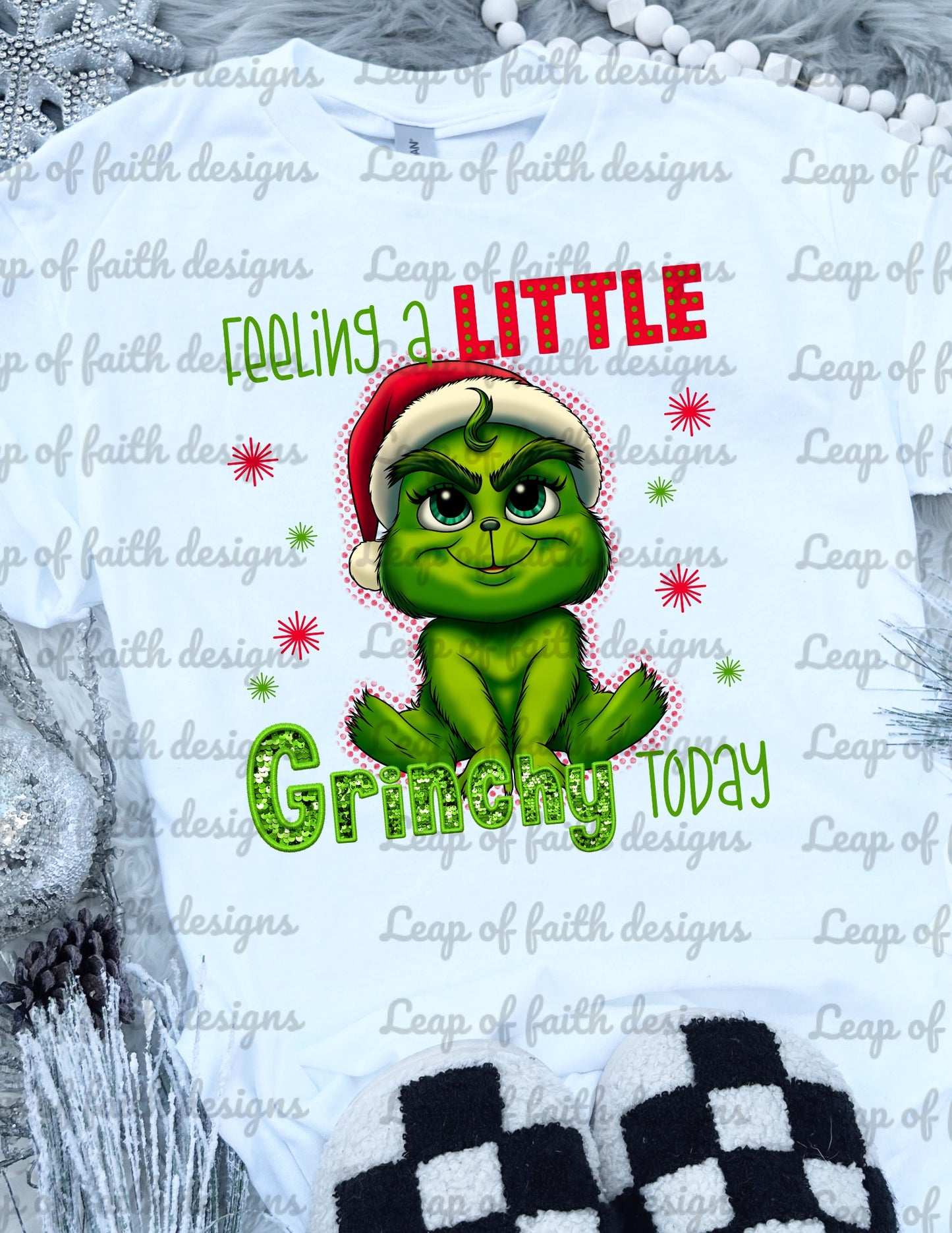 Feelin a little Grinchy today faux embroidery