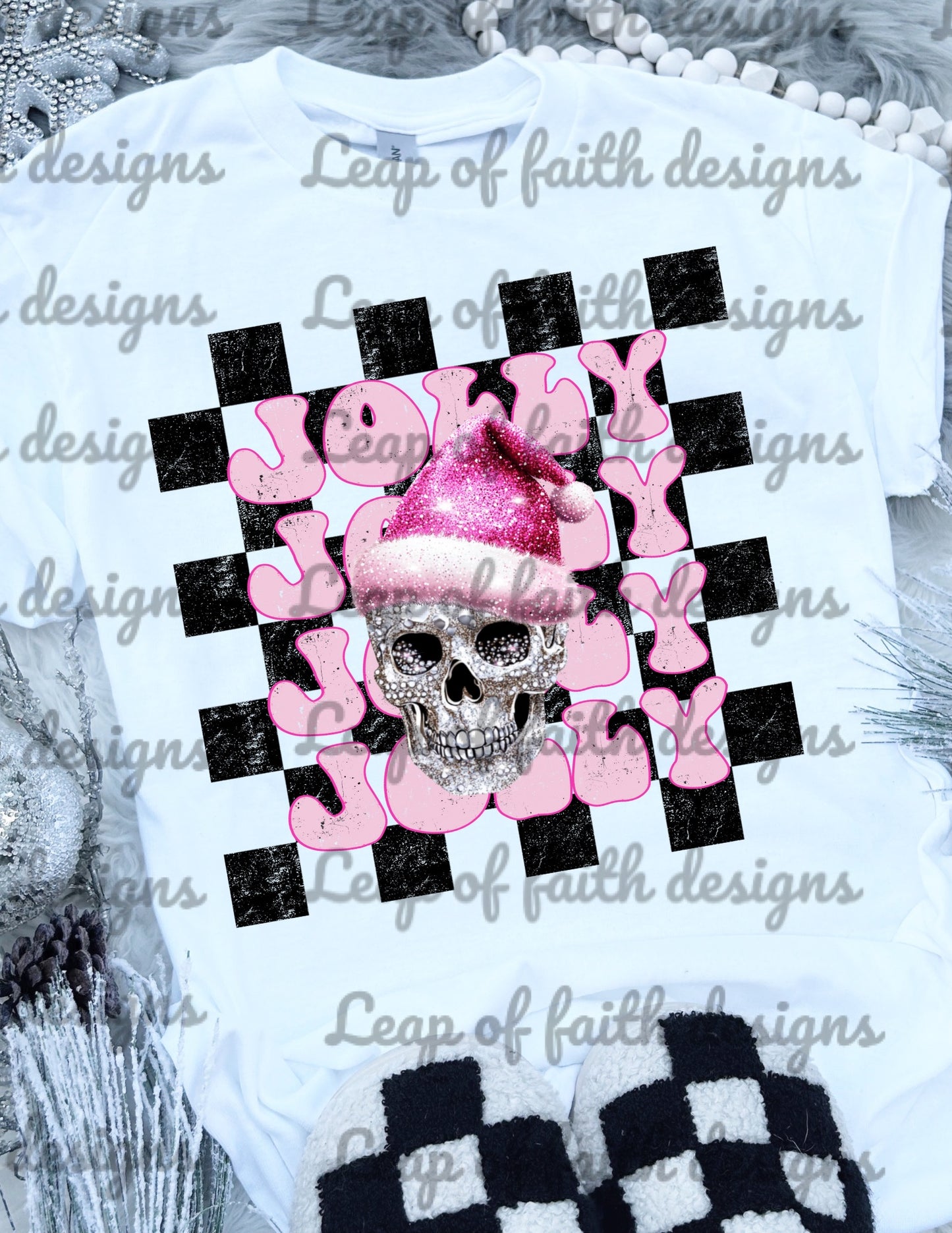 Jolly jolly pink skull checkered