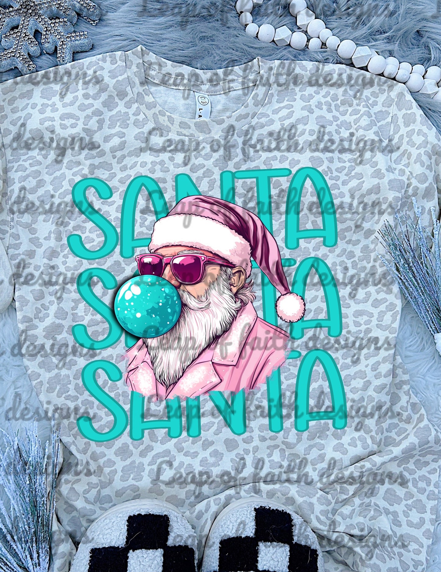 Santa Santa turquoise bubble gum