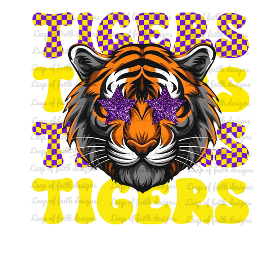 Tiger mascot purple