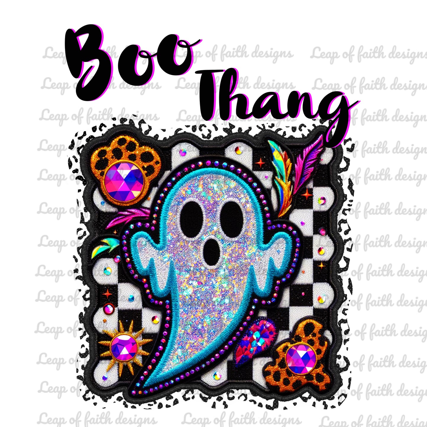 Boo thang faux embroidery