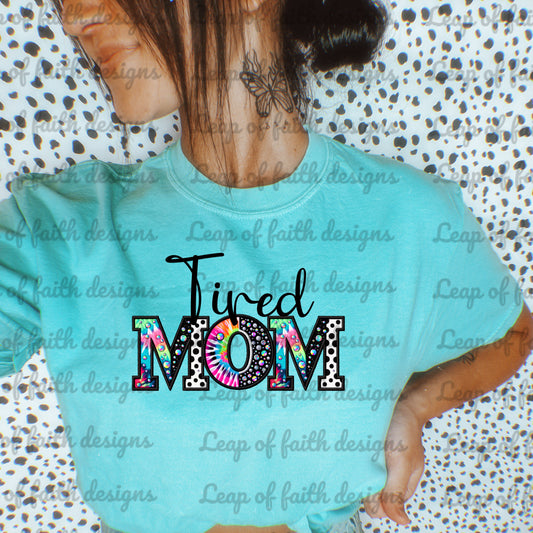 Tie dye mom bundle faux embroidered letters