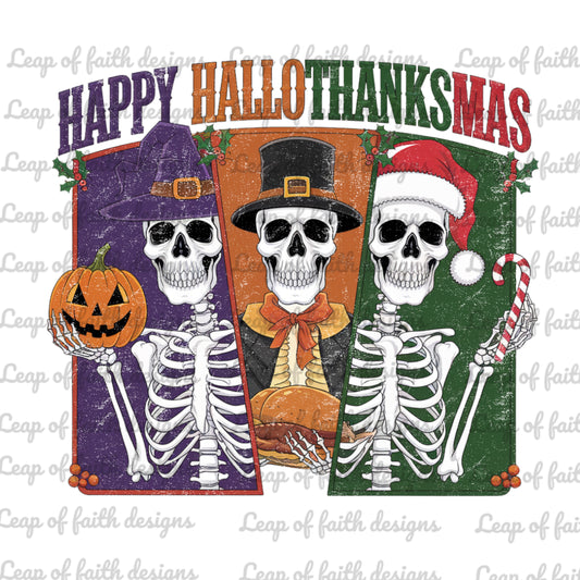 Skeleton happy Hallothanksmas