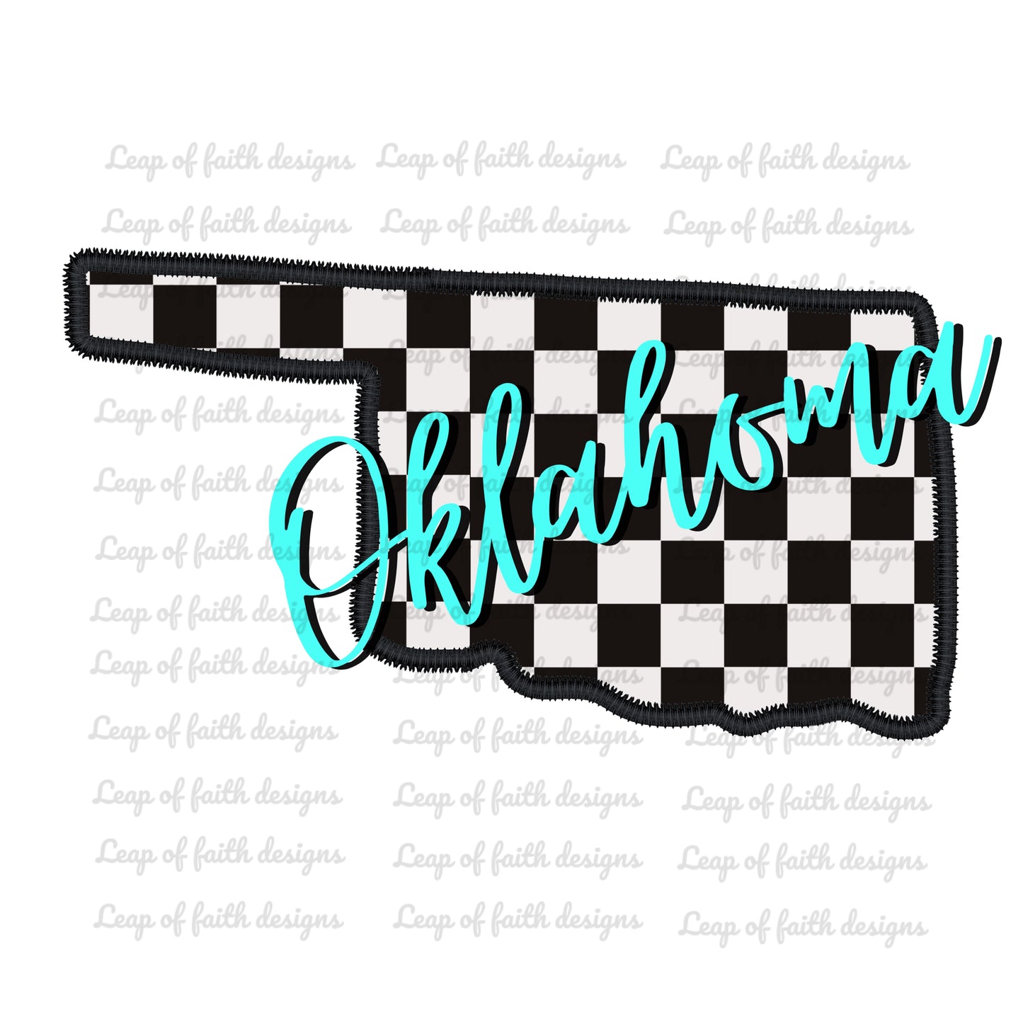 Checkered oklahoma faux embroidered