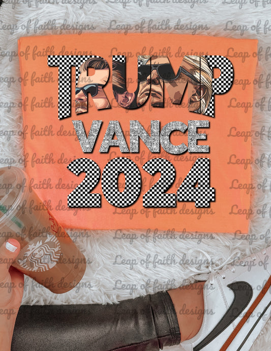 Trump Vance 2024 checkered glitter