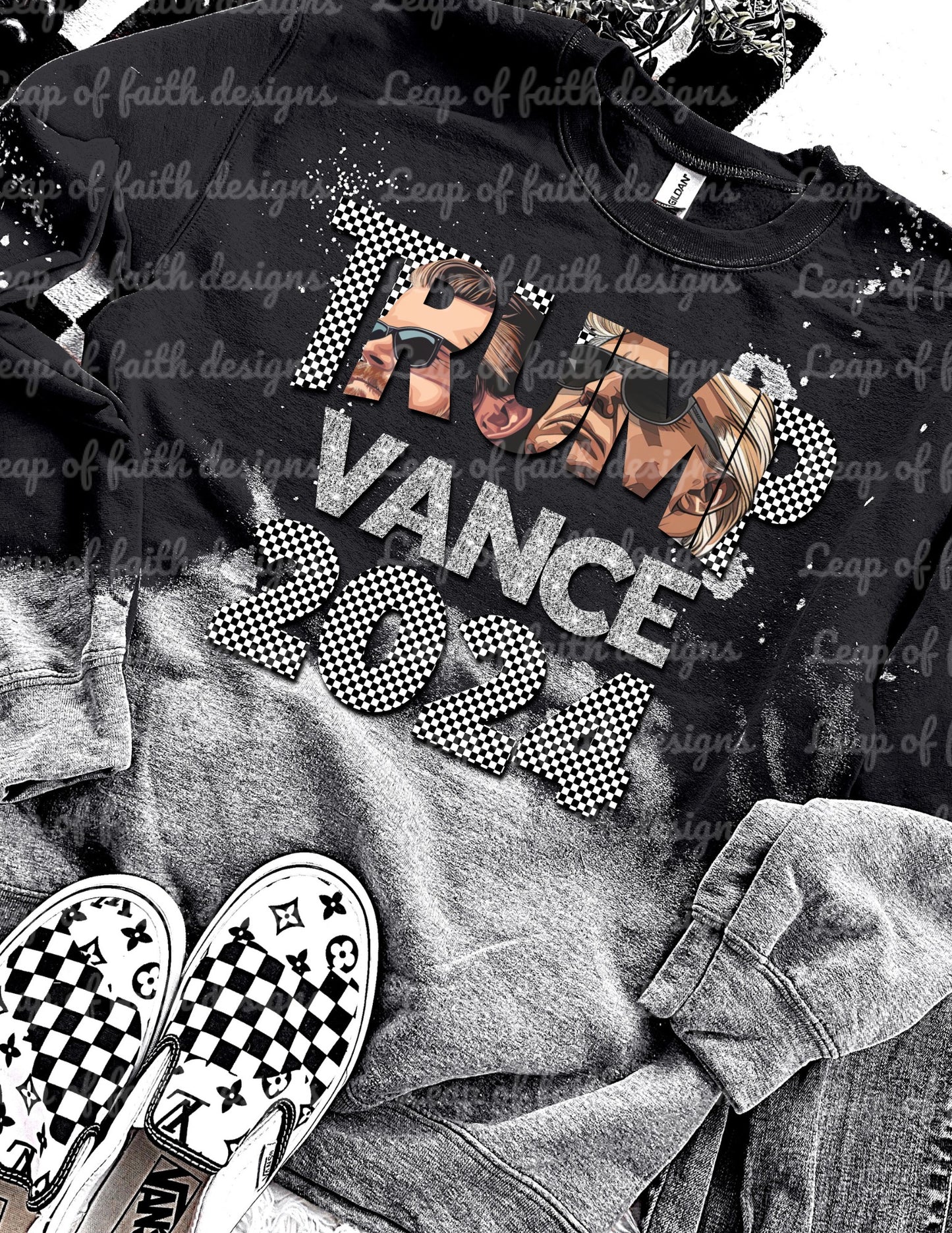 Trump Vance 2024 checkered glitter