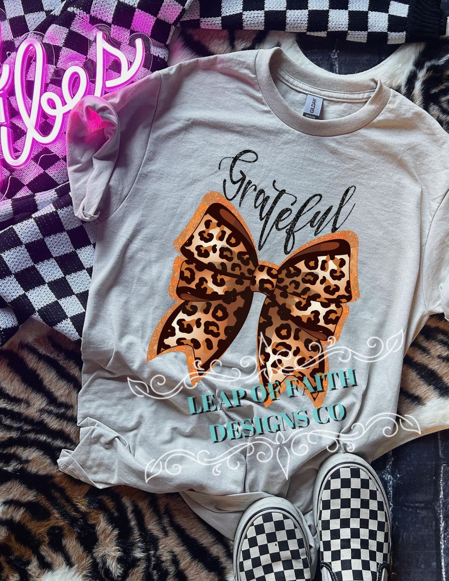 Grateful glitter cheetah bow